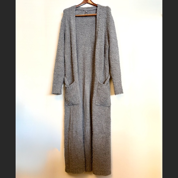 Skims knit fuzzy grey long robe size s/m (unisex) - Picture 8 of 12
